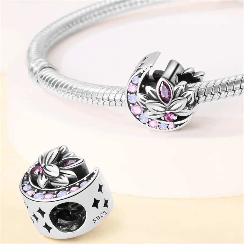2024 Original New in Romantic Retro Classic Series Lotus Charm Beads Fits Pandach Bracelet Women 925 Silver Pendant Bead Jewelry - Image 12
