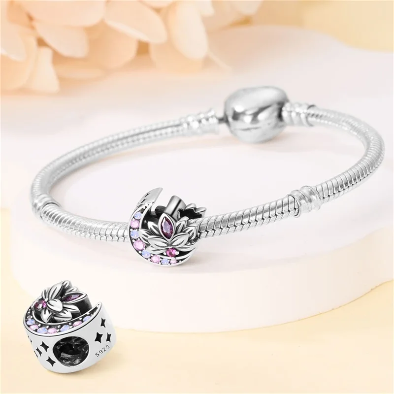2024 Original New in Romantic Retro Classic Series Lotus Charm Beads Fits Pandach Bracelet Women 925 Silver Pendant Bead Jewelry - Image 13