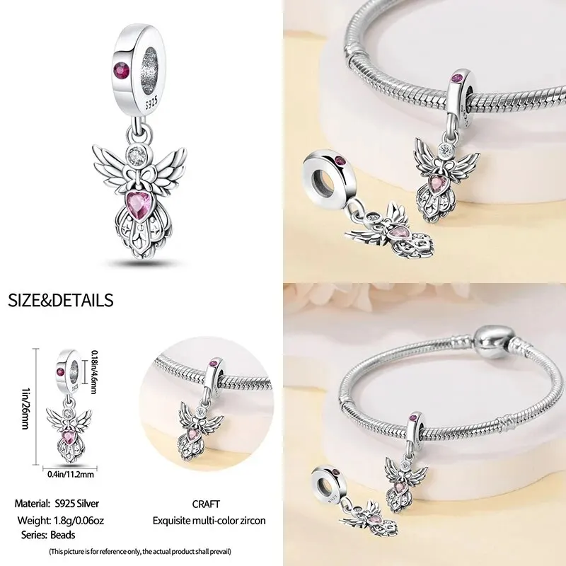 2024 Original New in Romantic Retro Classic Series Lotus Charm Beads Fits Pandach Bracelet Women 925 Silver Pendant Bead Jewelry - Image 5