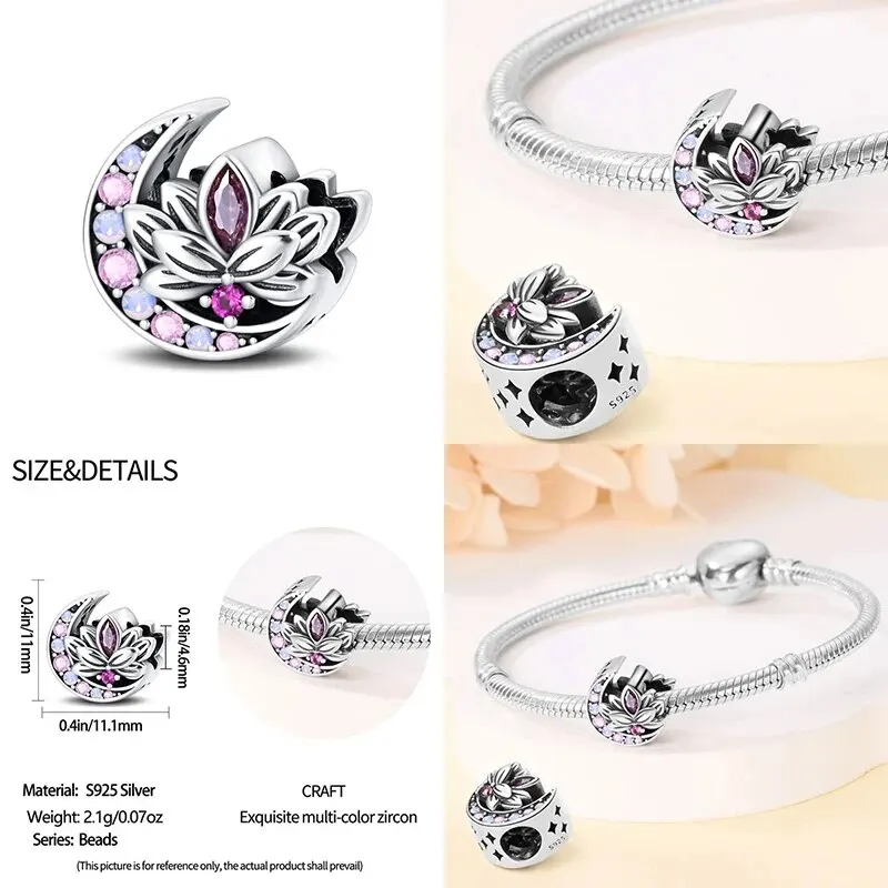 2024 Original New in Romantic Retro Classic Series Lotus Charm Beads Fits Pandach Bracelet Women 925 Silver Pendant Bead Jewelry - Image 6