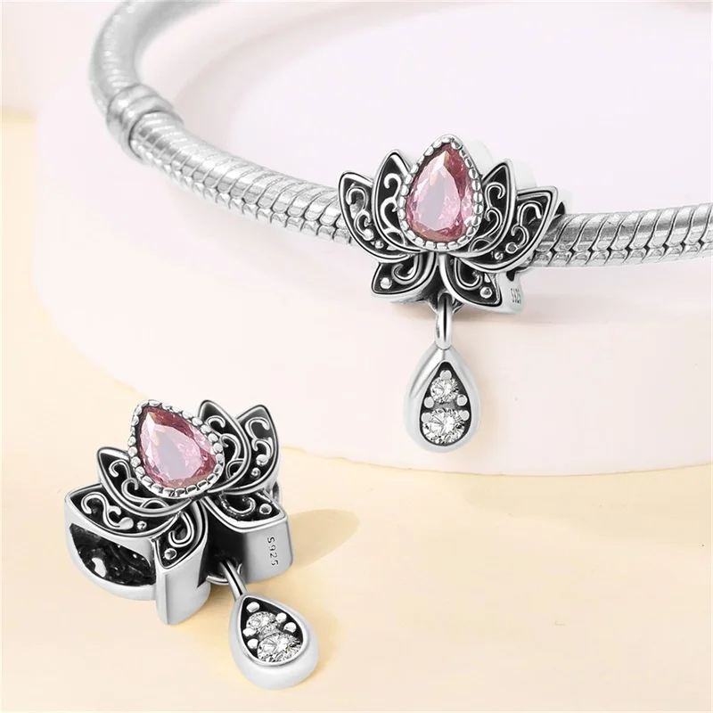 2024 Original New in Romantic Retro Classic Series Lotus Charm Beads Fits Pandach Bracelet Women 925 Silver Pendant Bead Jewelry - Image 9