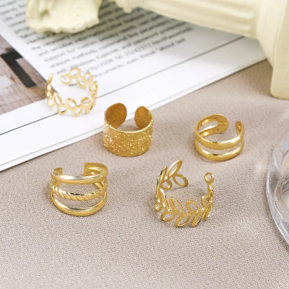 5pcs;Silver Color Leaves Clip Earrings for Women Men Creative Simple C Ear Cuff Non-Piercing Ear Ear Clip Set Trend Jewelry Gift - Image 10