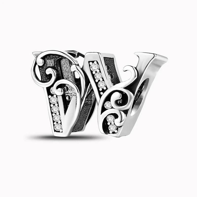 925 Sterling Silver Zircon Simple Vine 26 Letters Pendants Bead Fit Diy Bracelet Necklace Making Gift Of High Quality Jewelry - Image 10