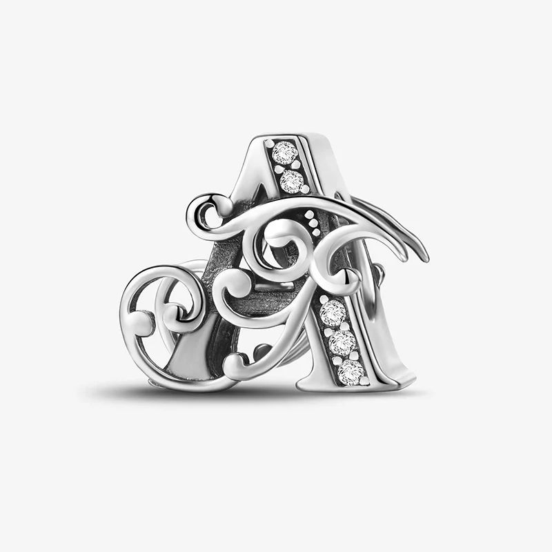 925 Sterling Silver Zircon Simple Vine 26 Letters Pendants Bead Fit Diy Bracelet Necklace Making Gift Of High Quality Jewelry - Image 11