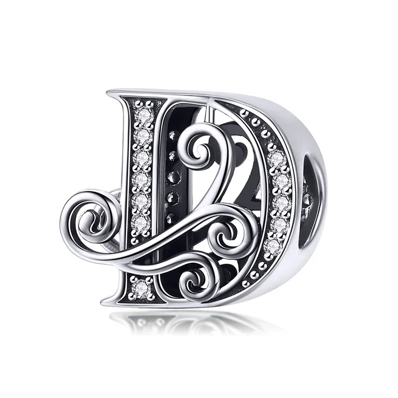 925 Sterling Silver Zircon Simple Vine 26 Letters Pendants Bead Fit Diy Bracelet Necklace Making Gift Of High Quality Jewelry - Image 12