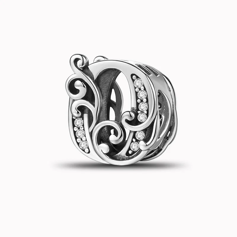 925 Sterling Silver Zircon Simple Vine 26 Letters Pendants Bead Fit Diy Bracelet Necklace Making Gift Of High Quality Jewelry - Image 15