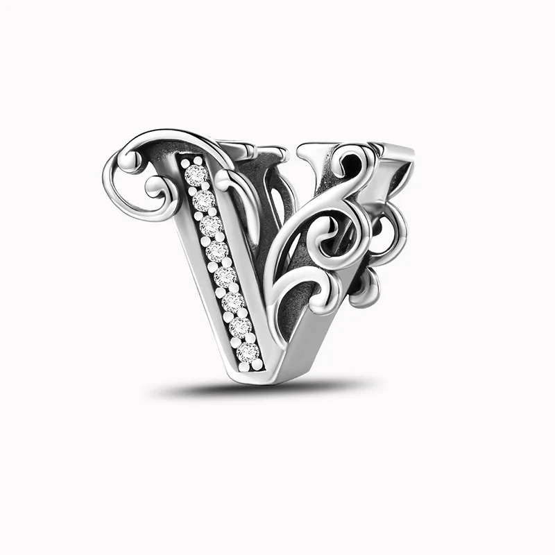 925 Sterling Silver Zircon Simple Vine 26 Letters Pendants Bead Fit Diy Bracelet Necklace Making Gift Of High Quality Jewelry - Image 17