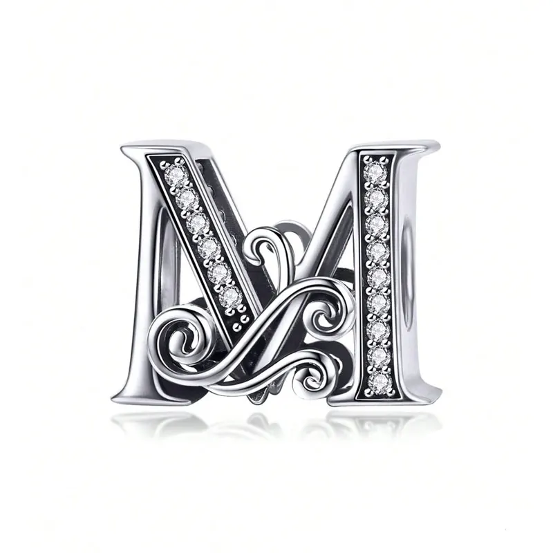 925 Sterling Silver Zircon Simple Vine 26 Letters Pendants Bead Fit Diy Bracelet Necklace Making Gift Of High Quality Jewelry - Image 20