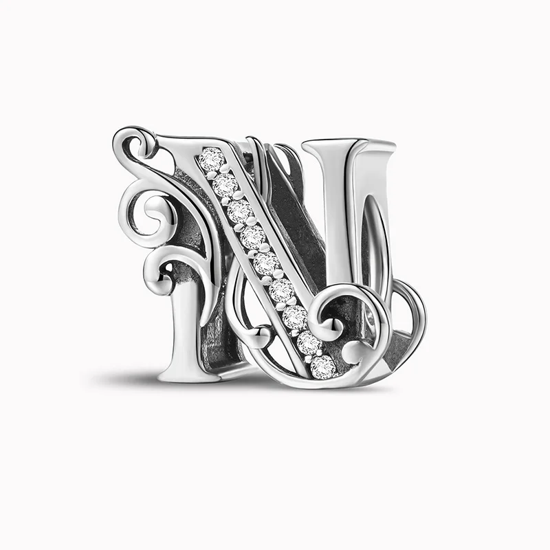 925 Sterling Silver Zircon Simple Vine 26 Letters Pendants Bead Fit Diy Bracelet Necklace Making Gift Of High Quality Jewelry - Image 21