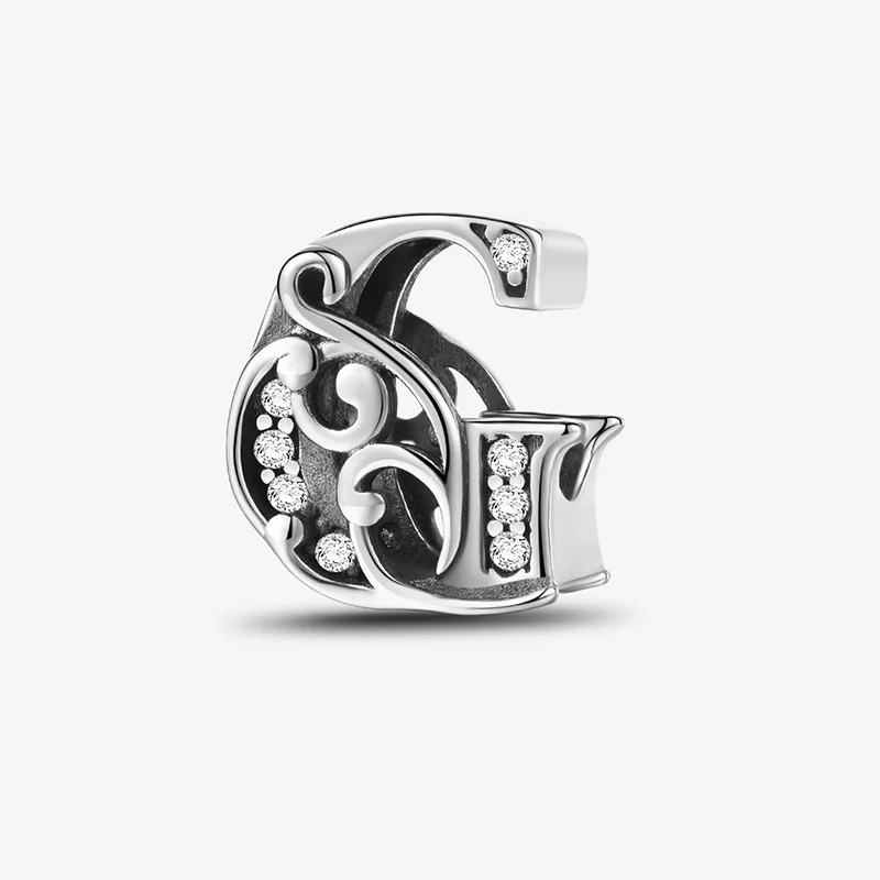 925 Sterling Silver Zircon Simple Vine 26 Letters Pendants Bead Fit Diy Bracelet Necklace Making Gift Of High Quality Jewelry - Image 23