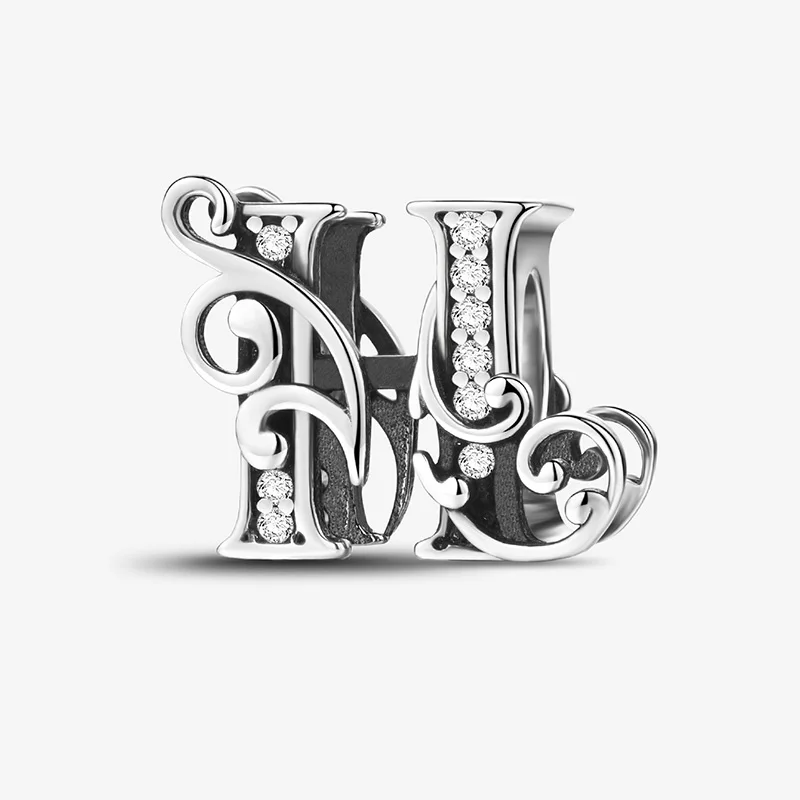 925 Sterling Silver Zircon Simple Vine 26 Letters Pendants Bead Fit Diy Bracelet Necklace Making Gift Of High Quality Jewelry - Image 24