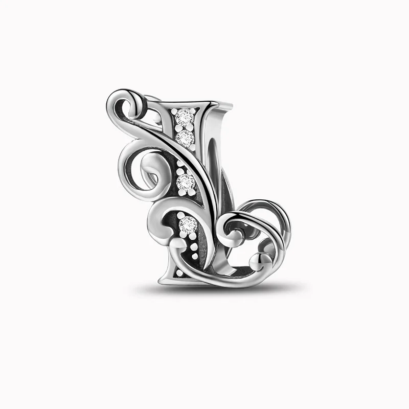 925 Sterling Silver Zircon Simple Vine 26 Letters Pendants Bead Fit Diy Bracelet Necklace Making Gift Of High Quality Jewelry - Image 25