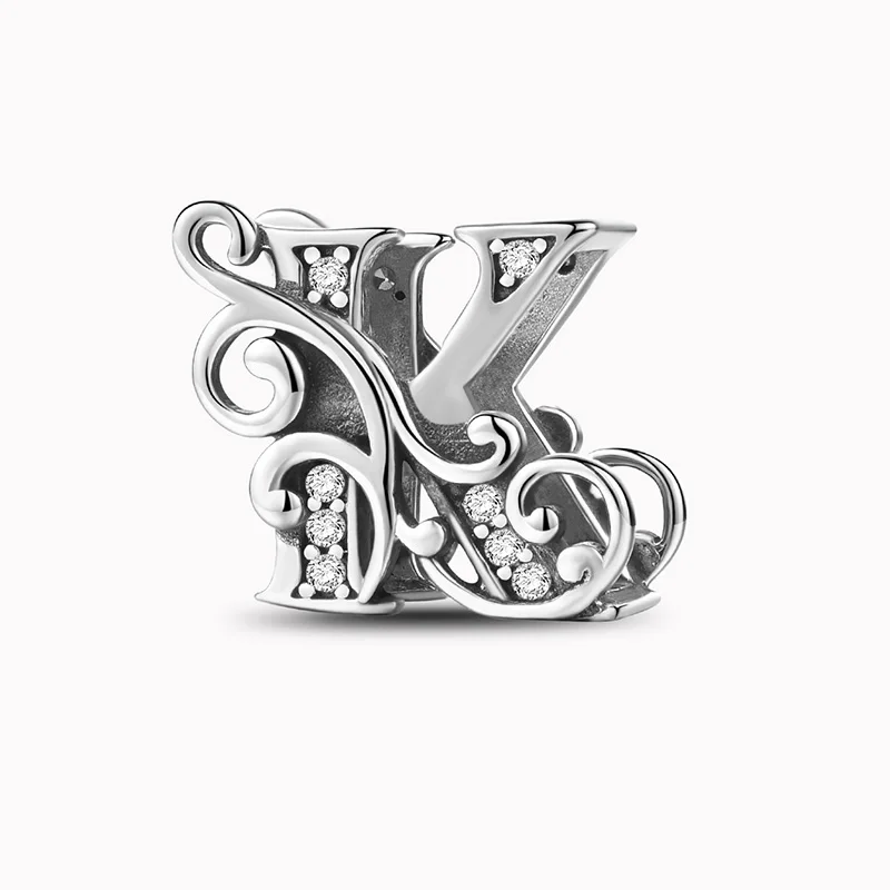 925 Sterling Silver Zircon Simple Vine 26 Letters Pendants Bead Fit Diy Bracelet Necklace Making Gift Of High Quality Jewelry - Image 26