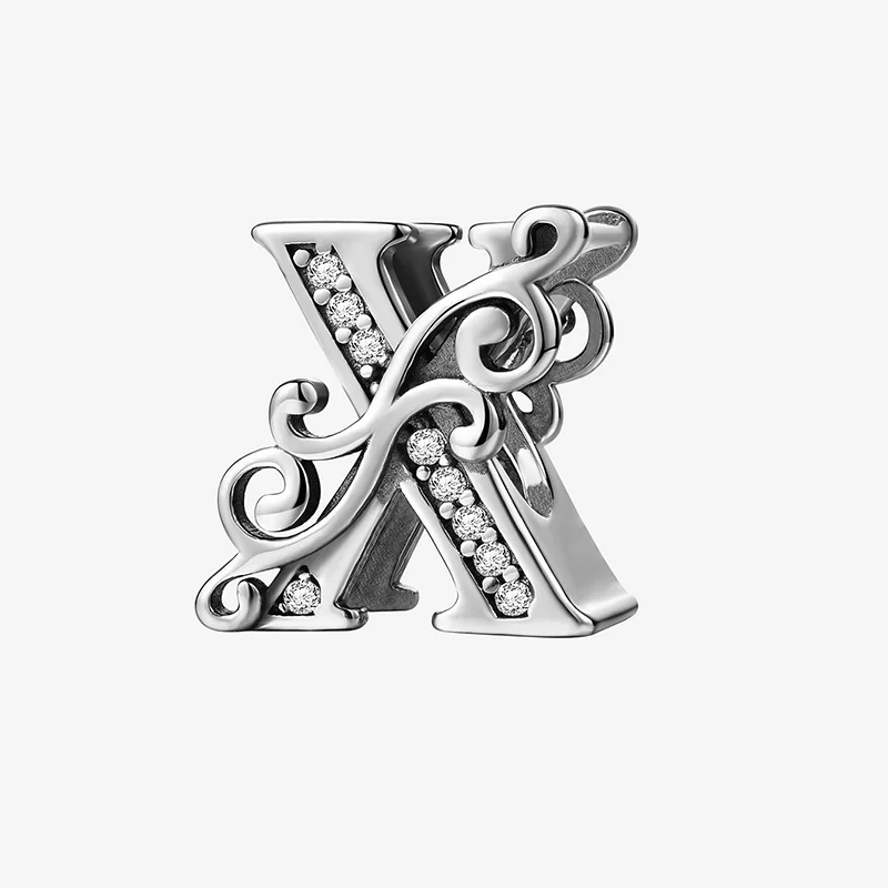 925 Sterling Silver Zircon Simple Vine 26 Letters Pendants Bead Fit Diy Bracelet Necklace Making Gift Of High Quality Jewelry - Image 3