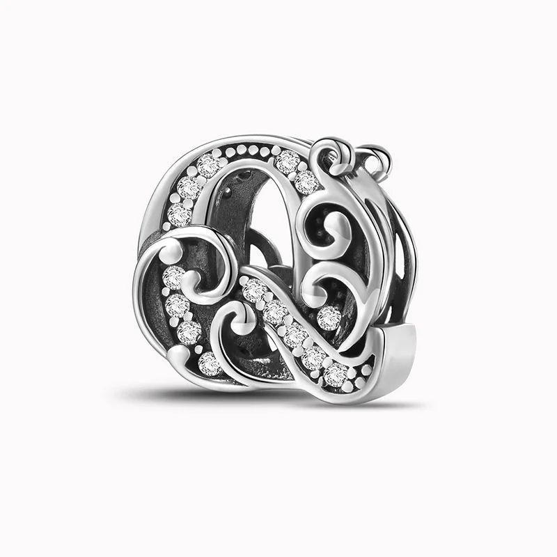 925 Sterling Silver Zircon Simple Vine 26 Letters Pendants Bead Fit Diy Bracelet Necklace Making Gift Of High Quality Jewelry - Image 4