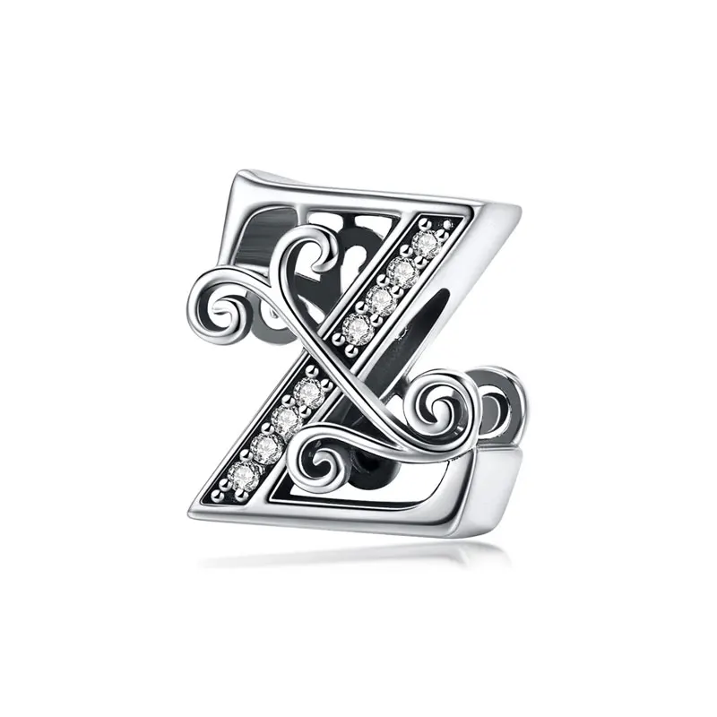 925 Sterling Silver Zircon Simple Vine 26 Letters Pendants Bead Fit Diy Bracelet Necklace Making Gift Of High Quality Jewelry - Image 5