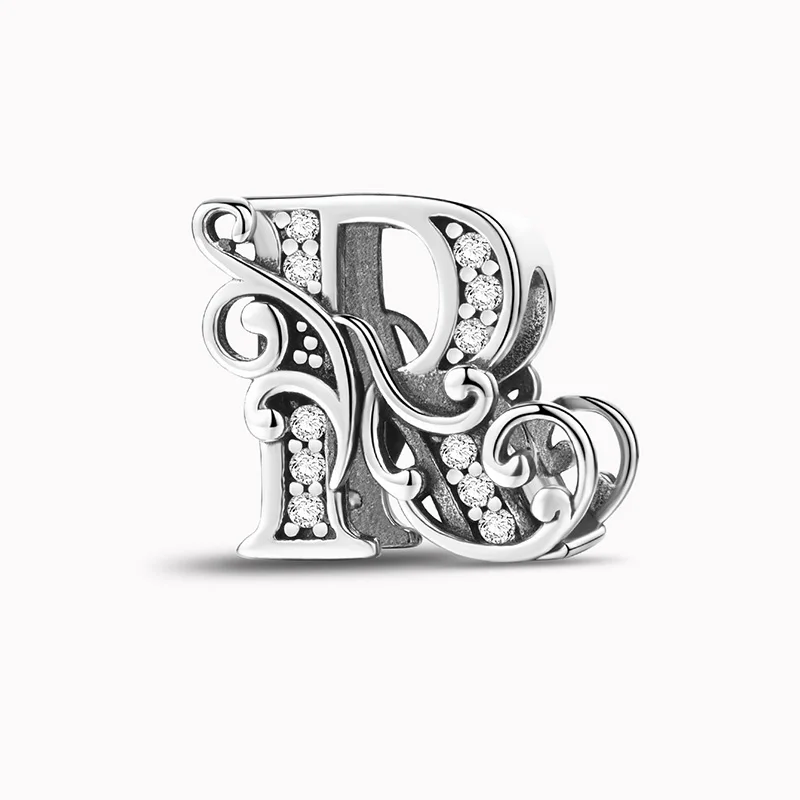 925 Sterling Silver Zircon Simple Vine 26 Letters Pendants Bead Fit Diy Bracelet Necklace Making Gift Of High Quality Jewelry - Image 6