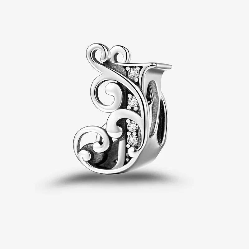 925 Sterling Silver Zircon Simple Vine 26 Letters Pendants Bead Fit Diy Bracelet Necklace Making Gift Of High Quality Jewelry - Image 7