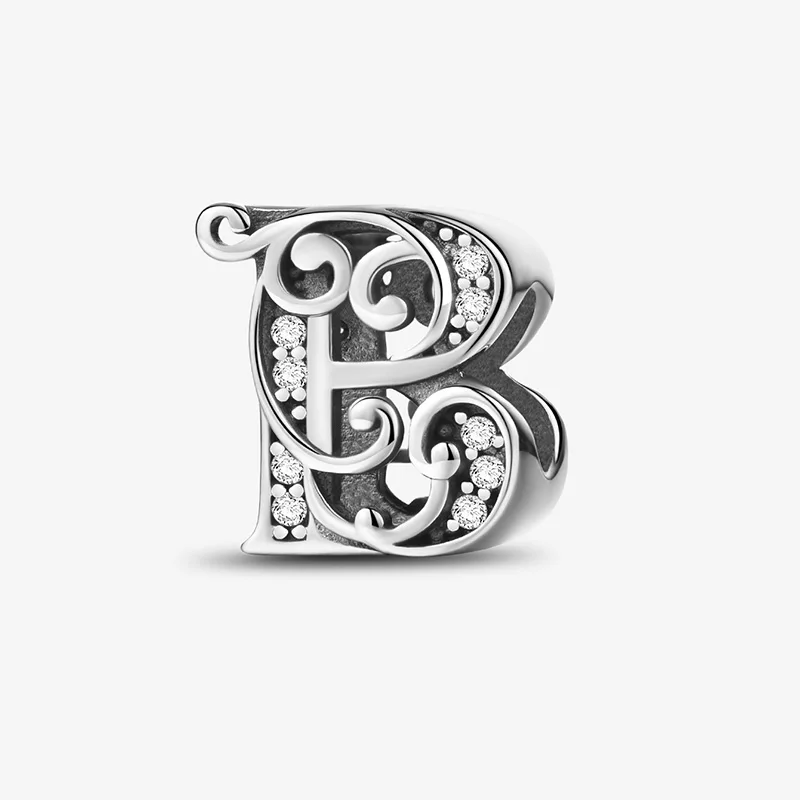 925 Sterling Silver Zircon Simple Vine 26 Letters Pendants Bead Fit Diy Bracelet Necklace Making Gift Of High Quality Jewelry - Image 8