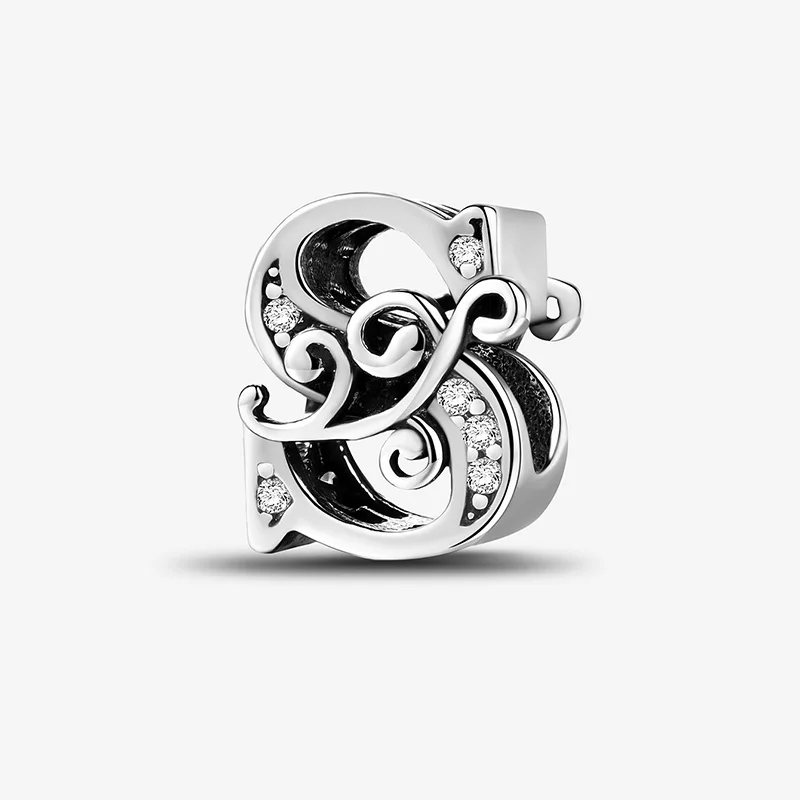 925 Sterling Silver Zircon Simple Vine 26 Letters Pendants Bead Fit Diy Bracelet Necklace Making Gift Of High Quality Jewelry - Image 9