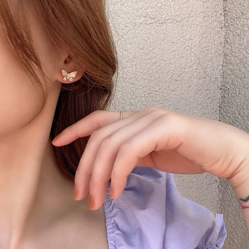 Exquisite Butterfly Long Tassel Earrings Two Ways To Wear Rhinestone Drop Earings For Women Party Wedding Jewelry Girls Gifts - Image 3