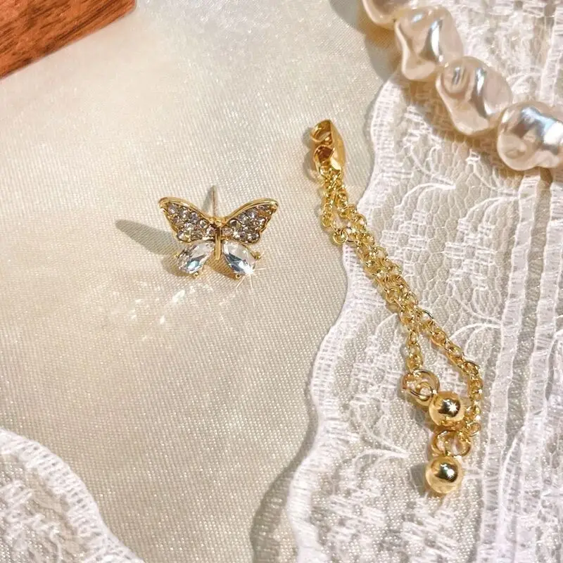 Exquisite Butterfly Long Tassel Earrings Two Ways To Wear Rhinestone Drop Earings For Women Party Wedding Jewelry Girls Gifts - Image 5