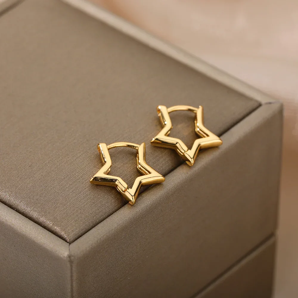 Geometric Star Earrings For Women Stainless Steel Star Hoop Earring Girl Jewelry Gift Charm Hypoallergenic Accessories Brincos - Image 11