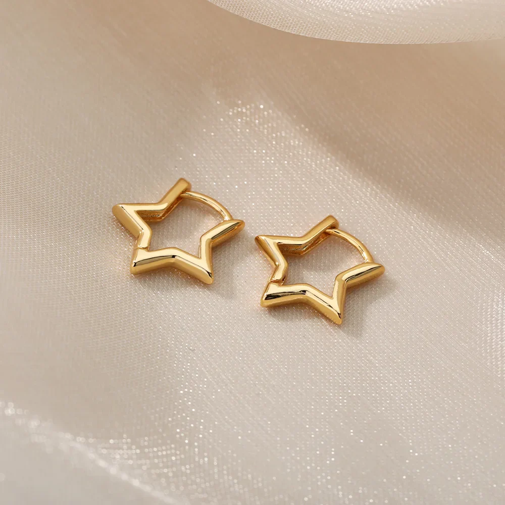 Geometric Star Earrings For Women Stainless Steel Star Hoop Earring Girl Jewelry Gift Charm Hypoallergenic Accessories Brincos - Image 3