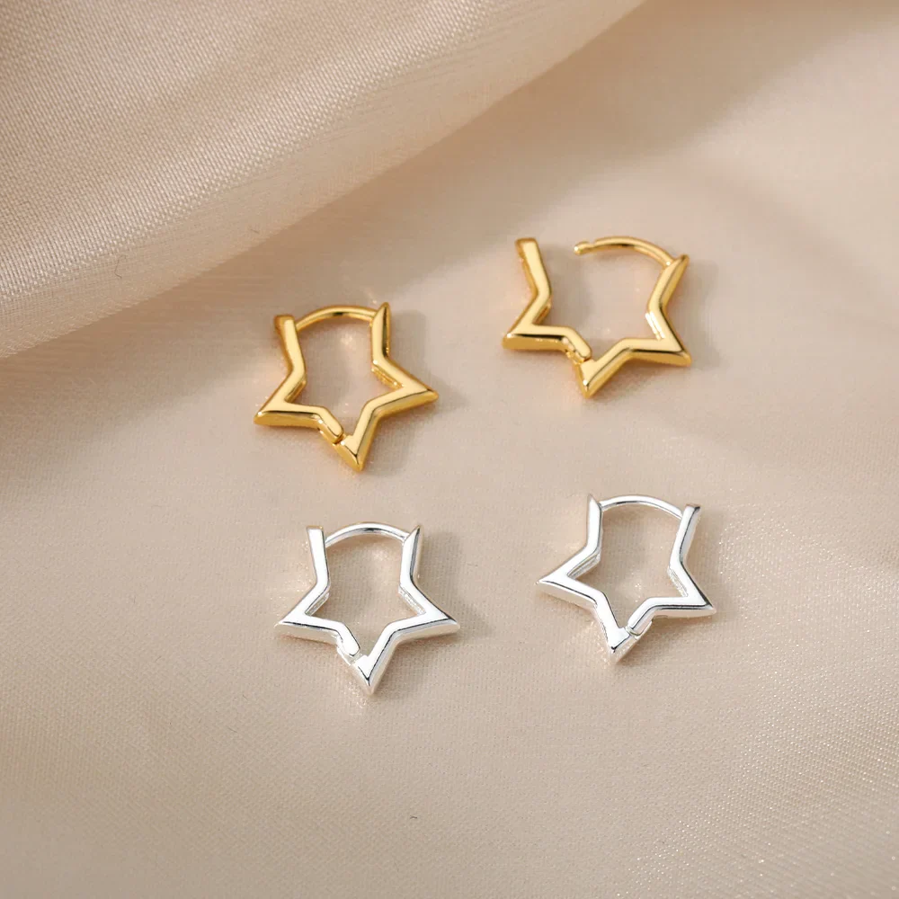 Geometric Star Earrings For Women Stainless Steel Star Hoop Earring Girl Jewelry Gift Charm Hypoallergenic Accessories Brincos - Image 5
