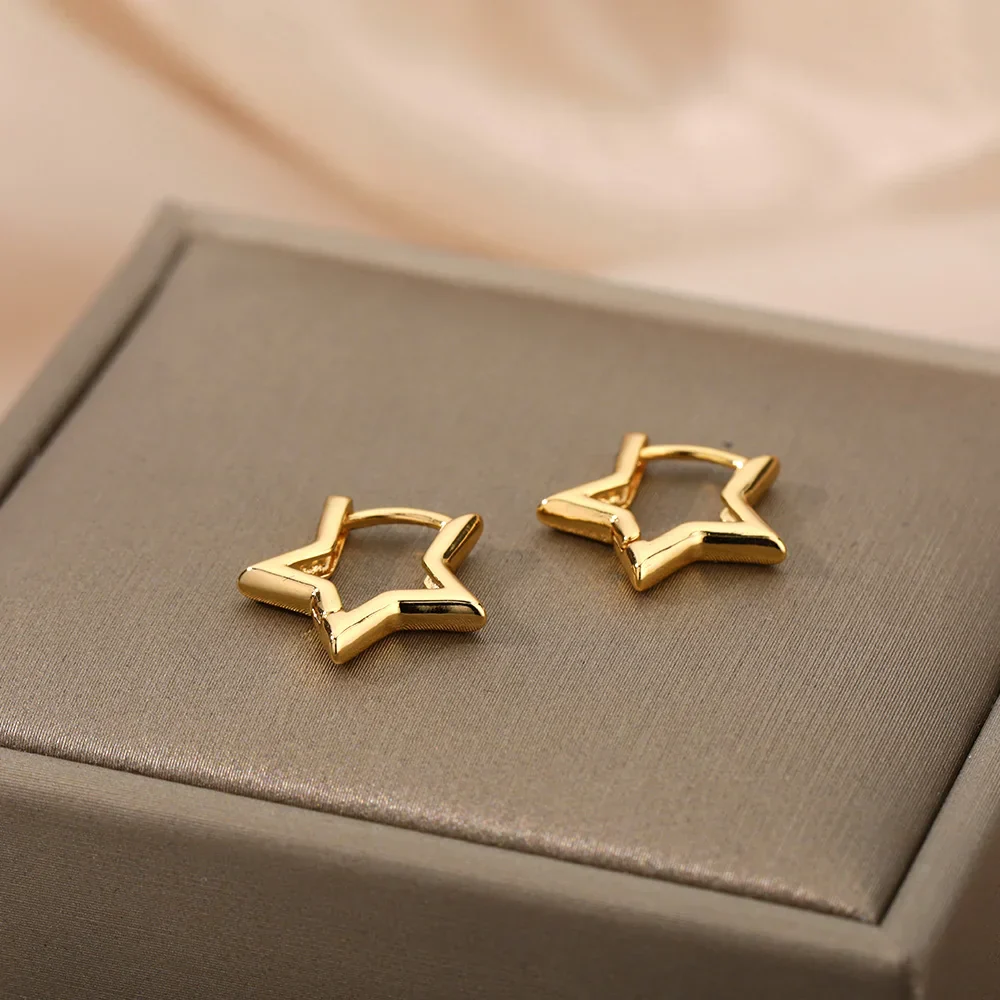 Geometric Star Earrings For Women Stainless Steel Star Hoop Earring Girl Jewelry Gift Charm Hypoallergenic Accessories Brincos - Image 9