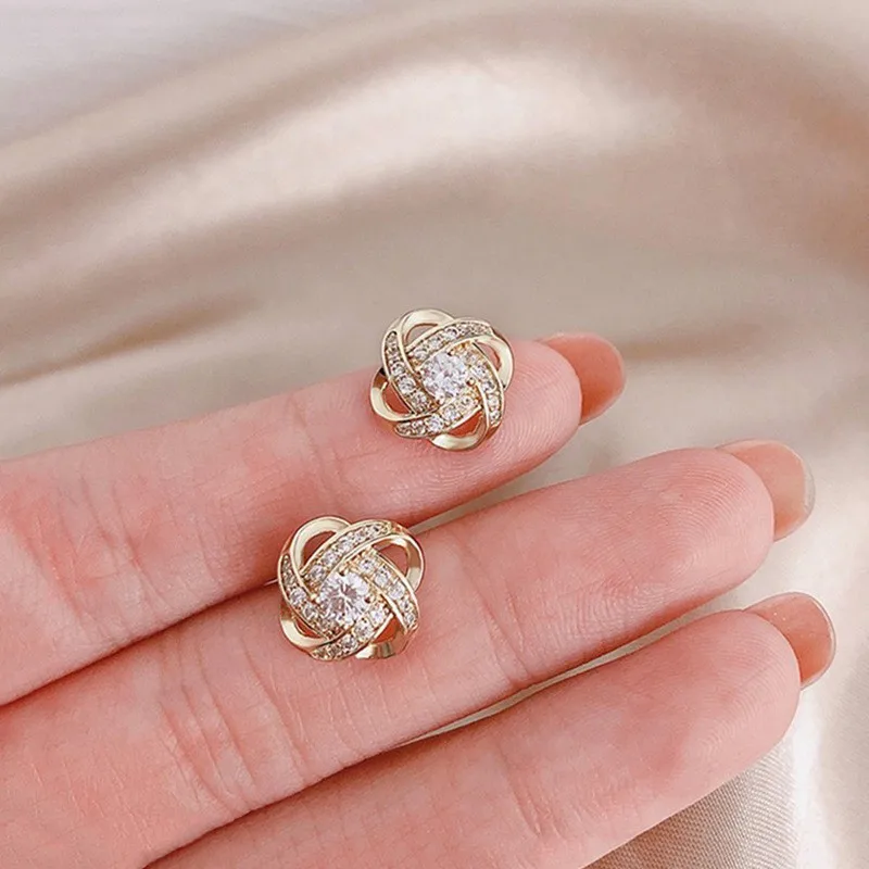 Light Luxury Zircon Stud Earrings Simple Cross Hollow Geometric Earrings Wedding Party Exquisite Ear Jewellery Women Gifts - Image 10