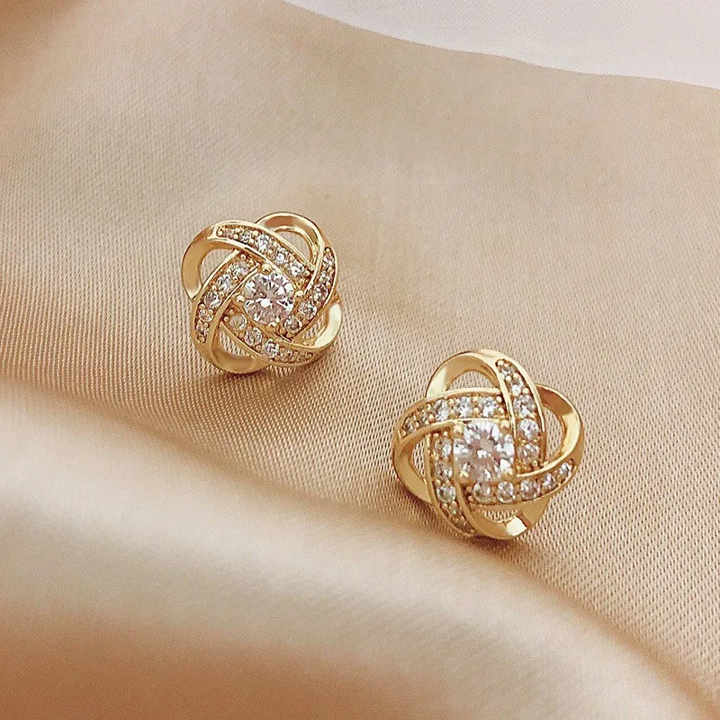 Light Luxury Zircon Stud Earrings Simple Cross Hollow Geometric Earrings Wedding Party Exquisite Ear Jewellery Women Gifts - Image 13