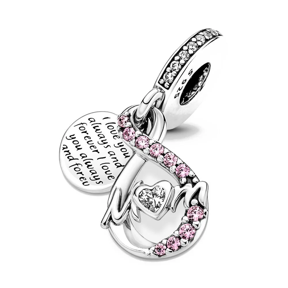 New 2023 Fashion Pink Pansy Flower Pendant Bead 925 Sterling Silver Plated Fit Necklace Keychain Charm DIY Jewelry Bracelet - Image 18