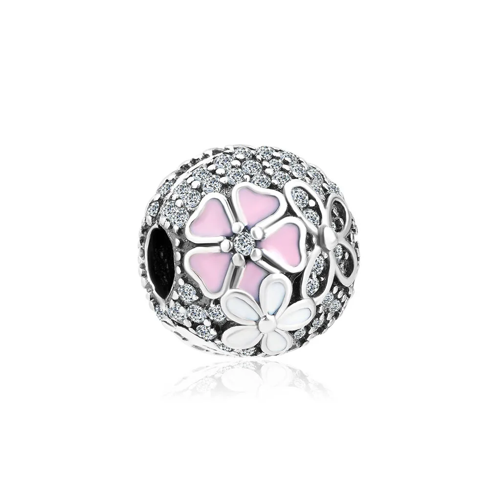 New 2023 Fashion Pink Pansy Flower Pendant Bead 925 Sterling Silver Plated Fit Necklace Keychain Charm DIY Jewelry Bracelet - Image 19