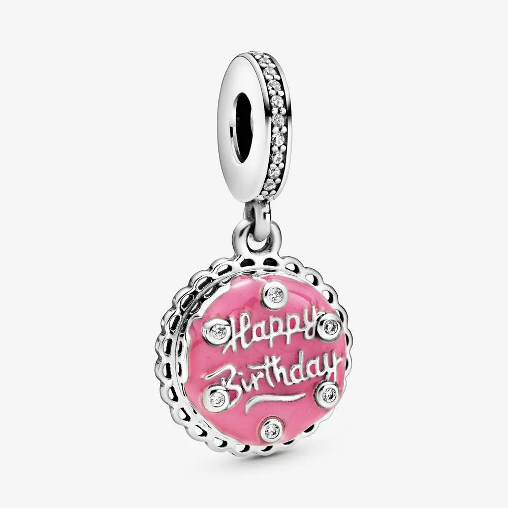 New 2023 Fashion Pink Pansy Flower Pendant Bead 925 Sterling Silver Plated Fit Necklace Keychain Charm DIY Jewelry Bracelet - Image 21