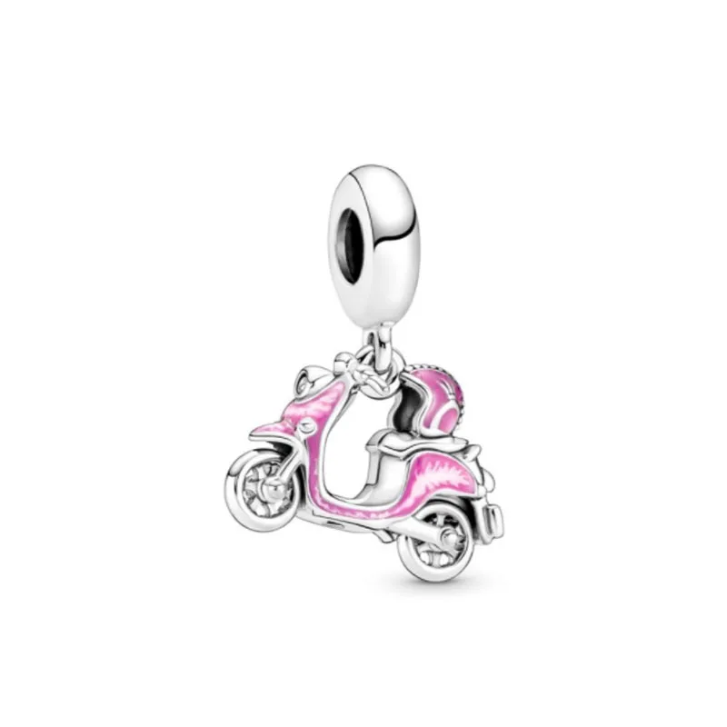 New 2023 Fashion Pink Pansy Flower Pendant Bead 925 Sterling Silver Plated Fit Necklace Keychain Charm DIY Jewelry Bracelet - Image 29