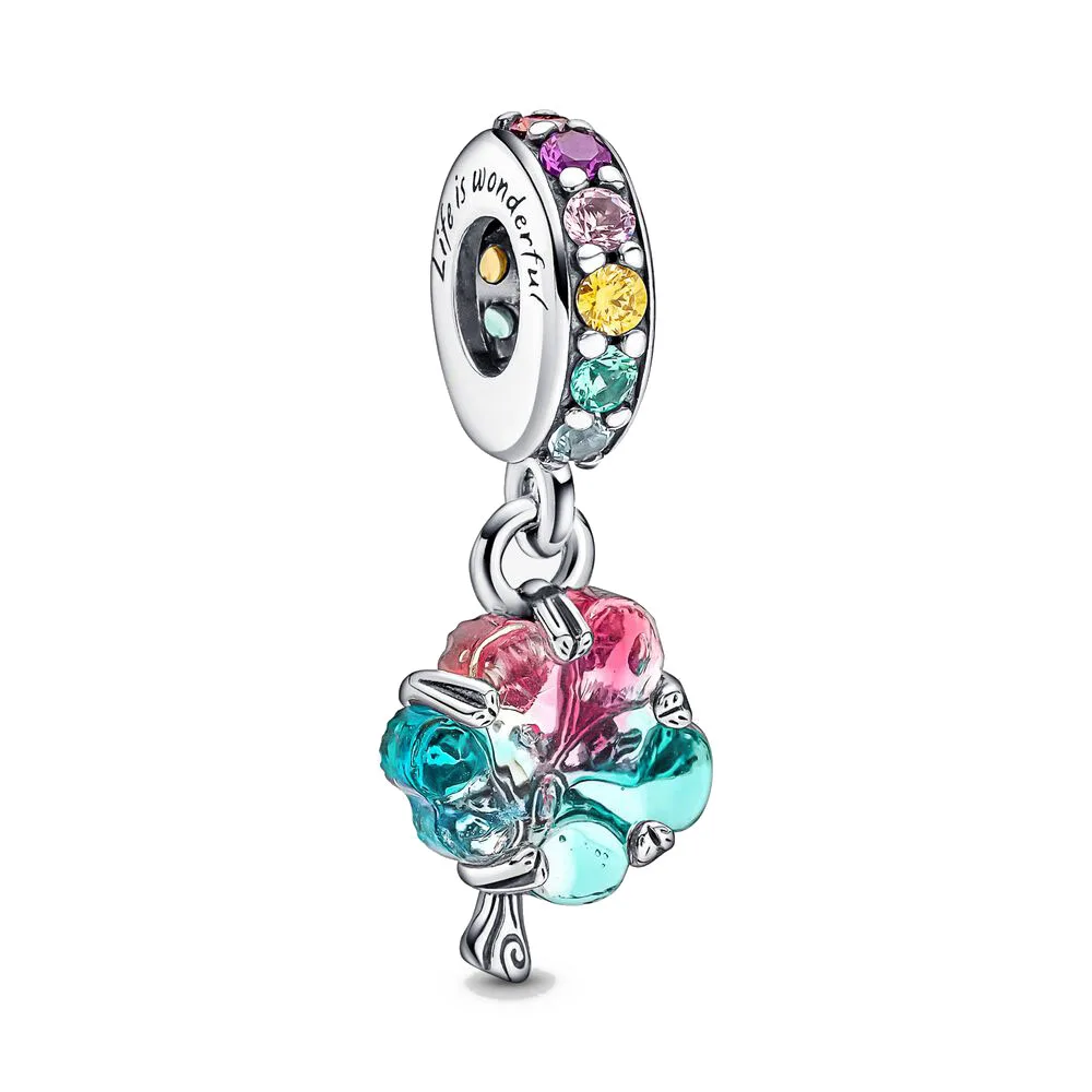 New 2023 Fashion Pink Pansy Flower Pendant Bead 925 Sterling Silver Plated Fit Necklace Keychain Charm DIY Jewelry Bracelet - Image 35