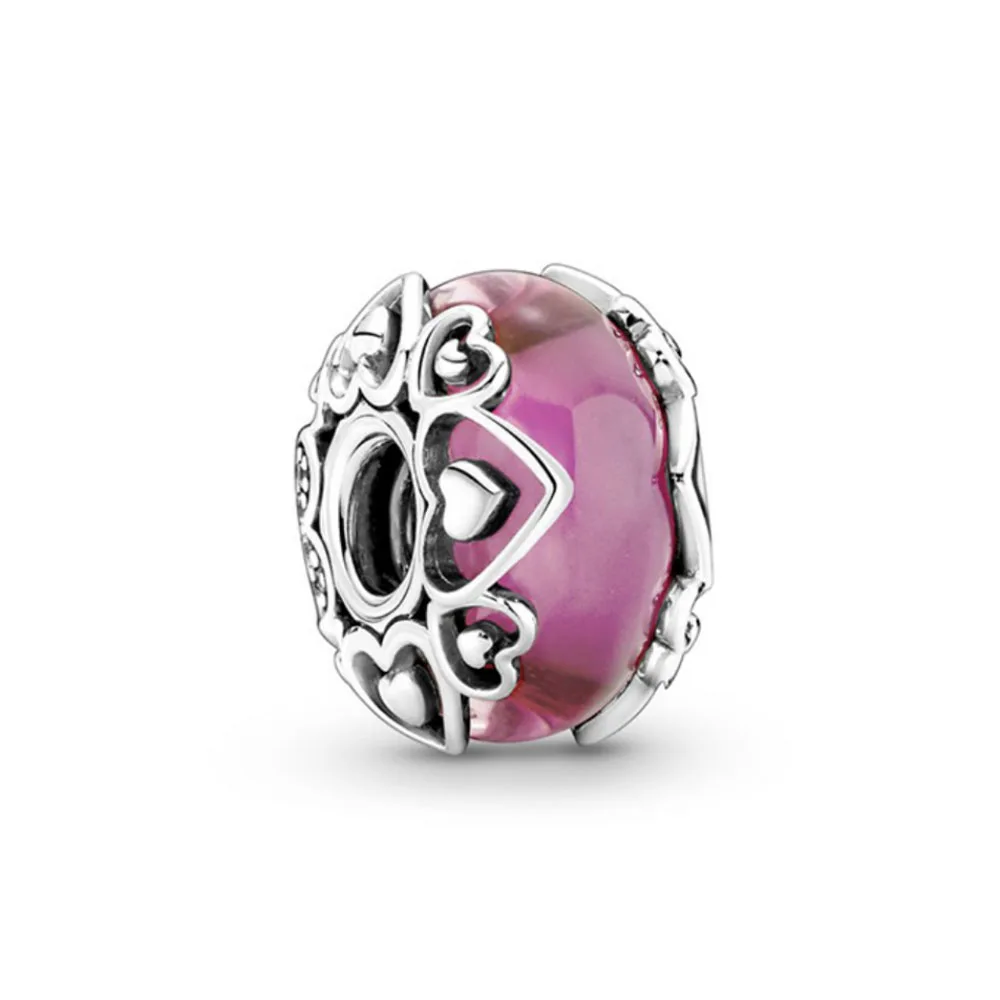 New 2023 Fashion Pink Pansy Flower Pendant Bead 925 Sterling Silver Plated Fit Necklace Keychain Charm DIY Jewelry Bracelet - Image 40