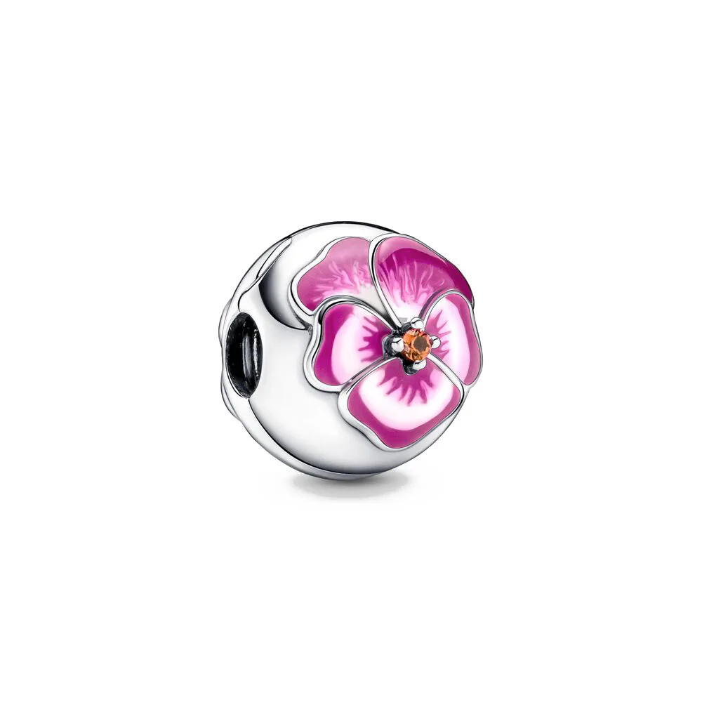 New 2023 Fashion Pink Pansy Flower Pendant Bead 925 Sterling Silver Plated Fit Necklace Keychain Charm DIY Jewelry Bracelet - Image 41