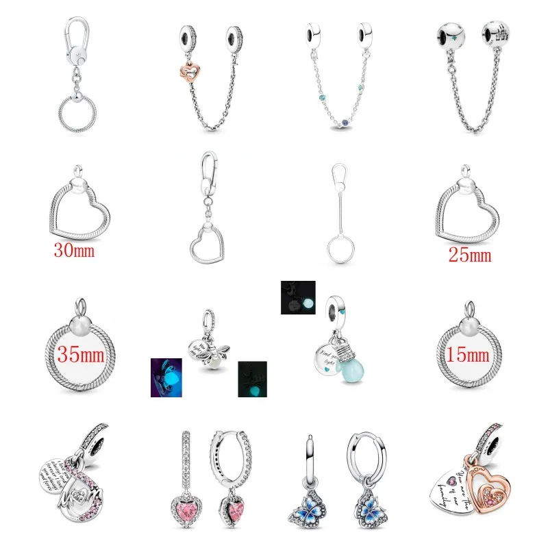 New 2023 Fashion Pink Pansy Flower Pendant Bead 925 Sterling Silver Plated Fit Necklace Keychain Charm DIY Jewelry Bracelet - Image 5