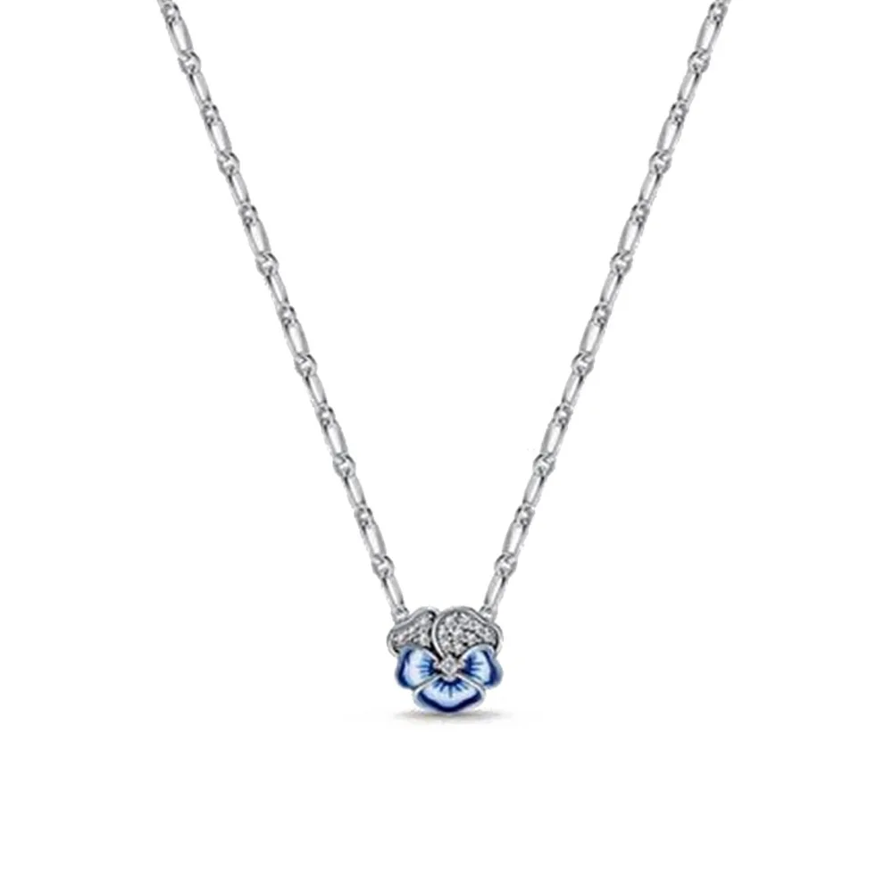 New 2023 Fashion Pink Pansy Flower Pendant Bead 925 Sterling Silver Plated Fit Necklace Keychain Charm DIY Jewelry Bracelet - Image 50
