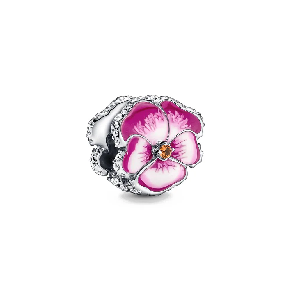 New 2023 Fashion Pink Pansy Flower Pendant Bead 925 Sterling Silver Plated Fit Necklace Keychain Charm DIY Jewelry Bracelet - Image 53