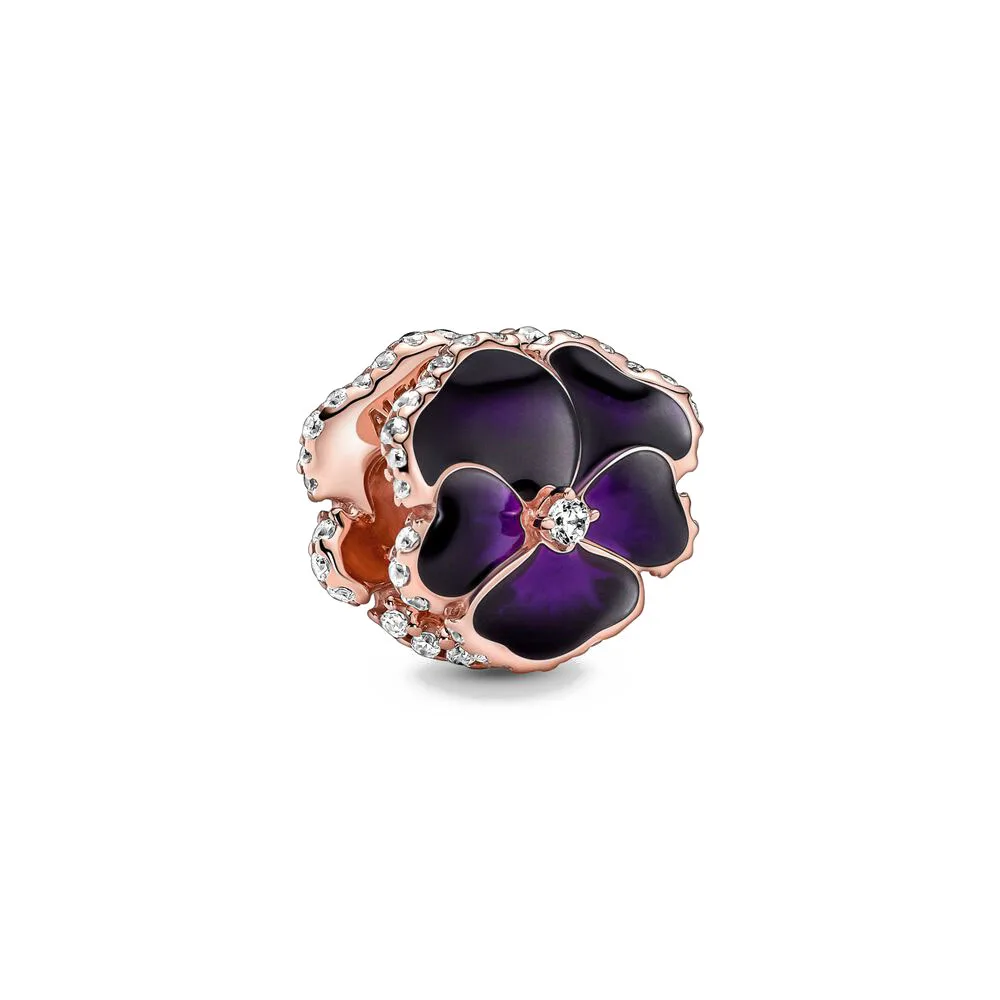 New 2023 Fashion Pink Pansy Flower Pendant Bead 925 Sterling Silver Plated Fit Necklace Keychain Charm DIY Jewelry Bracelet - Image 63