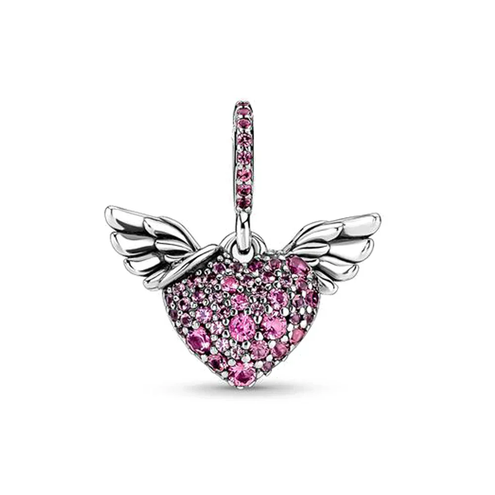 New 2023 Fashion Pink Pansy Flower Pendant Bead 925 Sterling Silver Plated Fit Necklace Keychain Charm DIY Jewelry Bracelet - Image 75