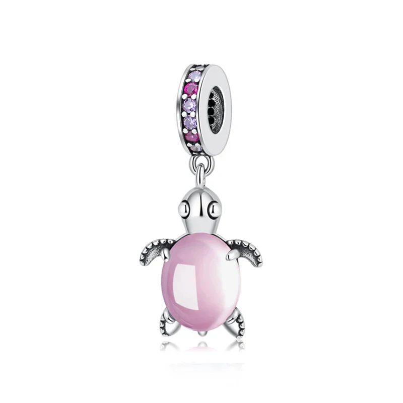 Original 925 Sterling Silver Charms Love Heart Turtle Murano Glass Pendant Beads Fit Pan Bracelet Necklace Jewelry For Women - Image 19
