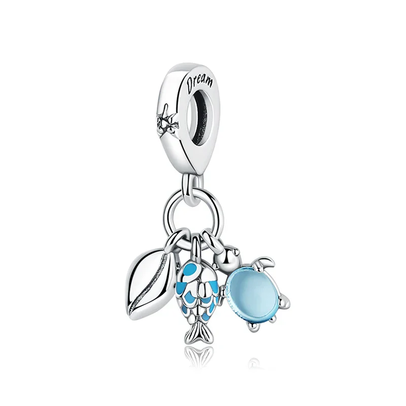 Original 925 Sterling Silver Charms Love Heart Turtle Murano Glass Pendant Beads Fit Pan Bracelet Necklace Jewelry For Women - Image 22