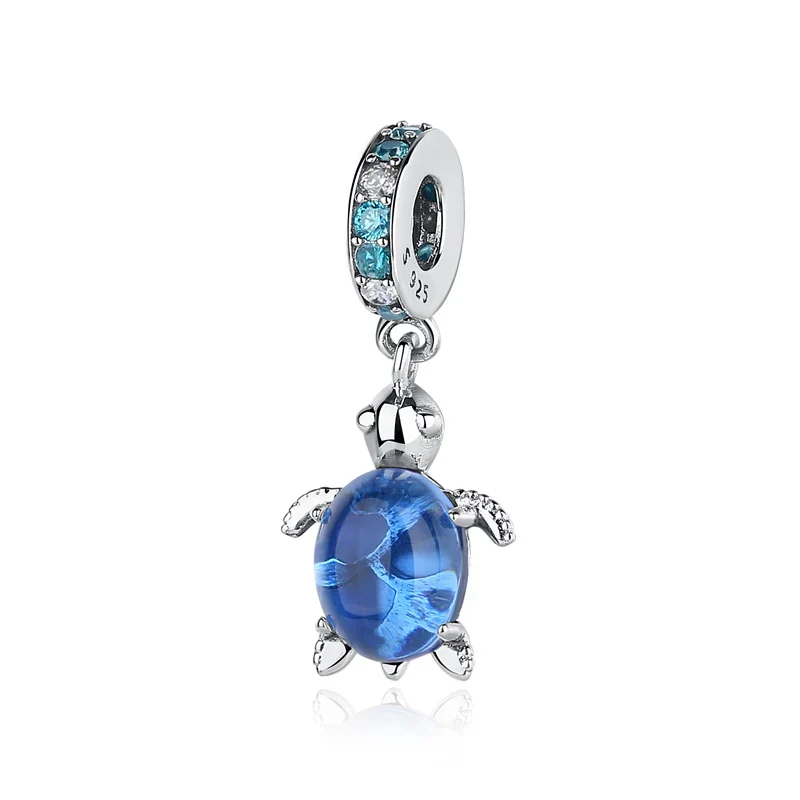 Original 925 Sterling Silver Charms Love Heart Turtle Murano Glass Pendant Beads Fit Pan Bracelet Necklace Jewelry For Women - Image 28