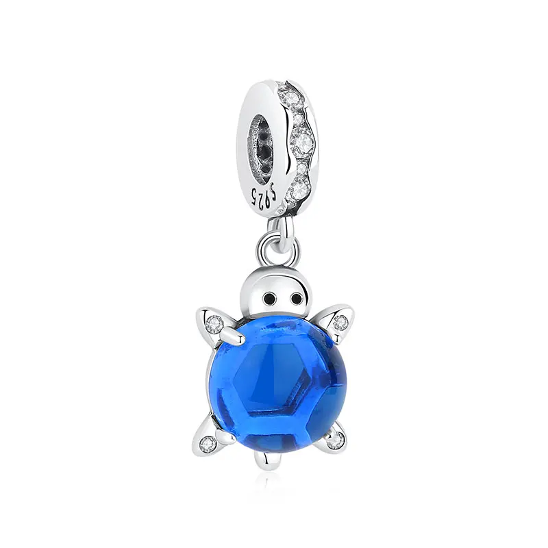 Original 925 Sterling Silver Charms Love Heart Turtle Murano Glass Pendant Beads Fit Pan Bracelet Necklace Jewelry For Women - Image 30