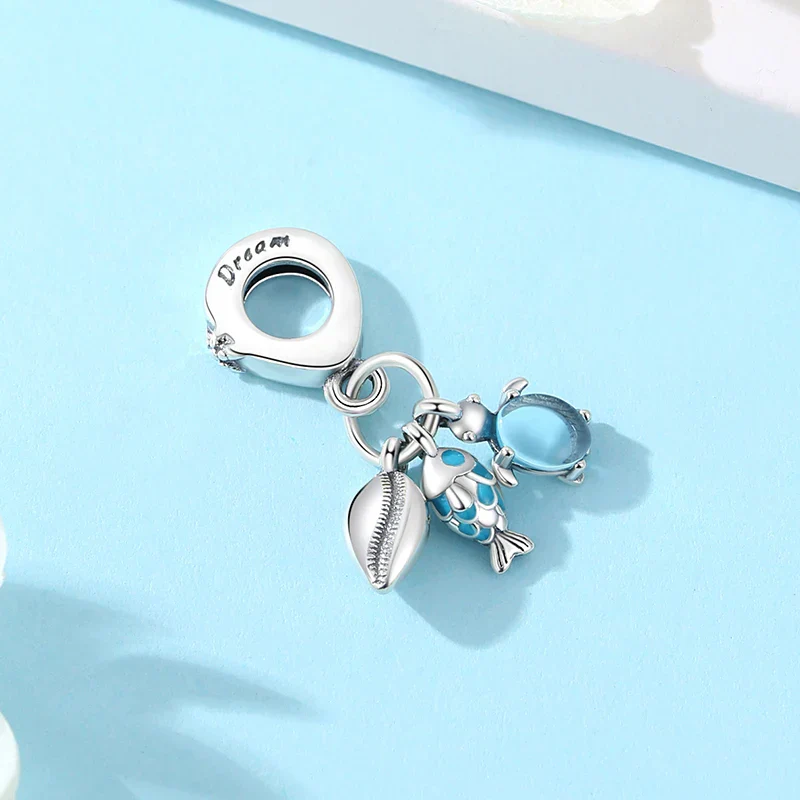 Original 925 Sterling Silver Charms Love Heart Turtle Murano Glass Pendant Beads Fit Pan Bracelet Necklace Jewelry For Women - Image 6